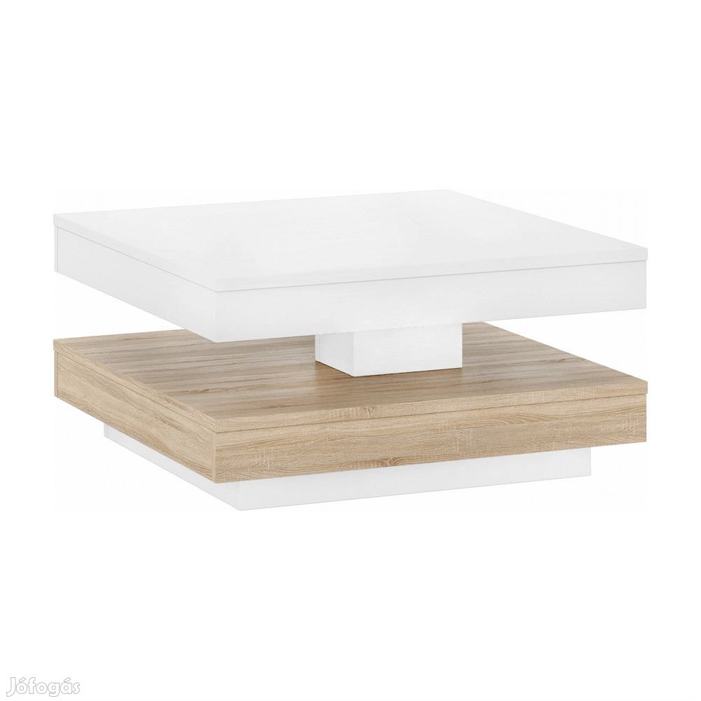 Dohányzóasztal, fehér/ sonoma tölgy, MANDY