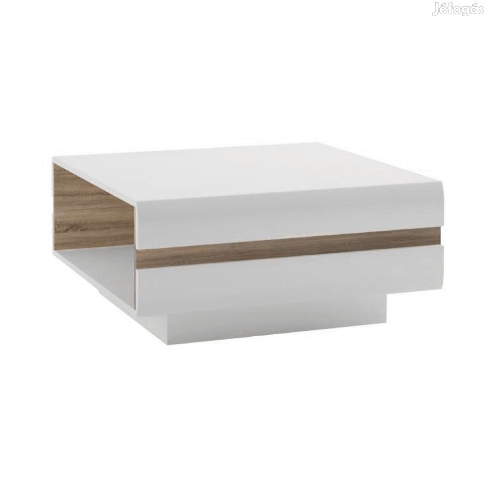 Dohányzóasztal, fehér extra magasfényű HG/sonoma tölgy sötét trufla,