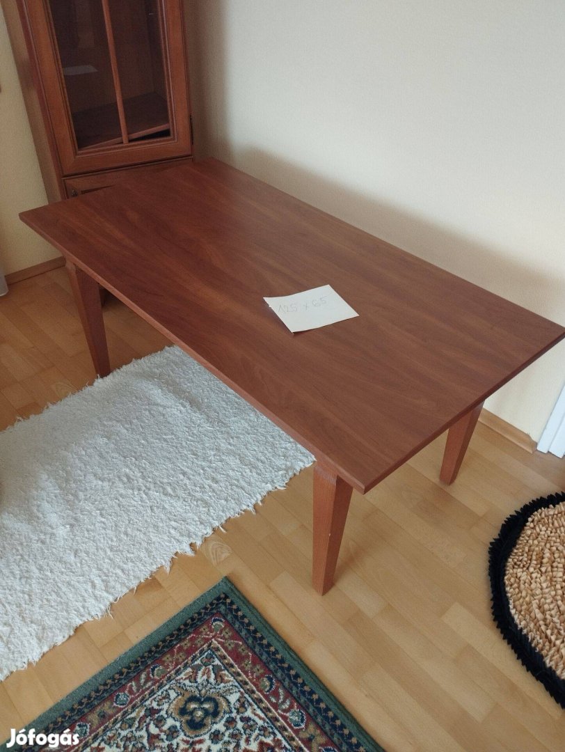 Dohányzóasztal asztal tömör fa új nem használt 125x65 cm