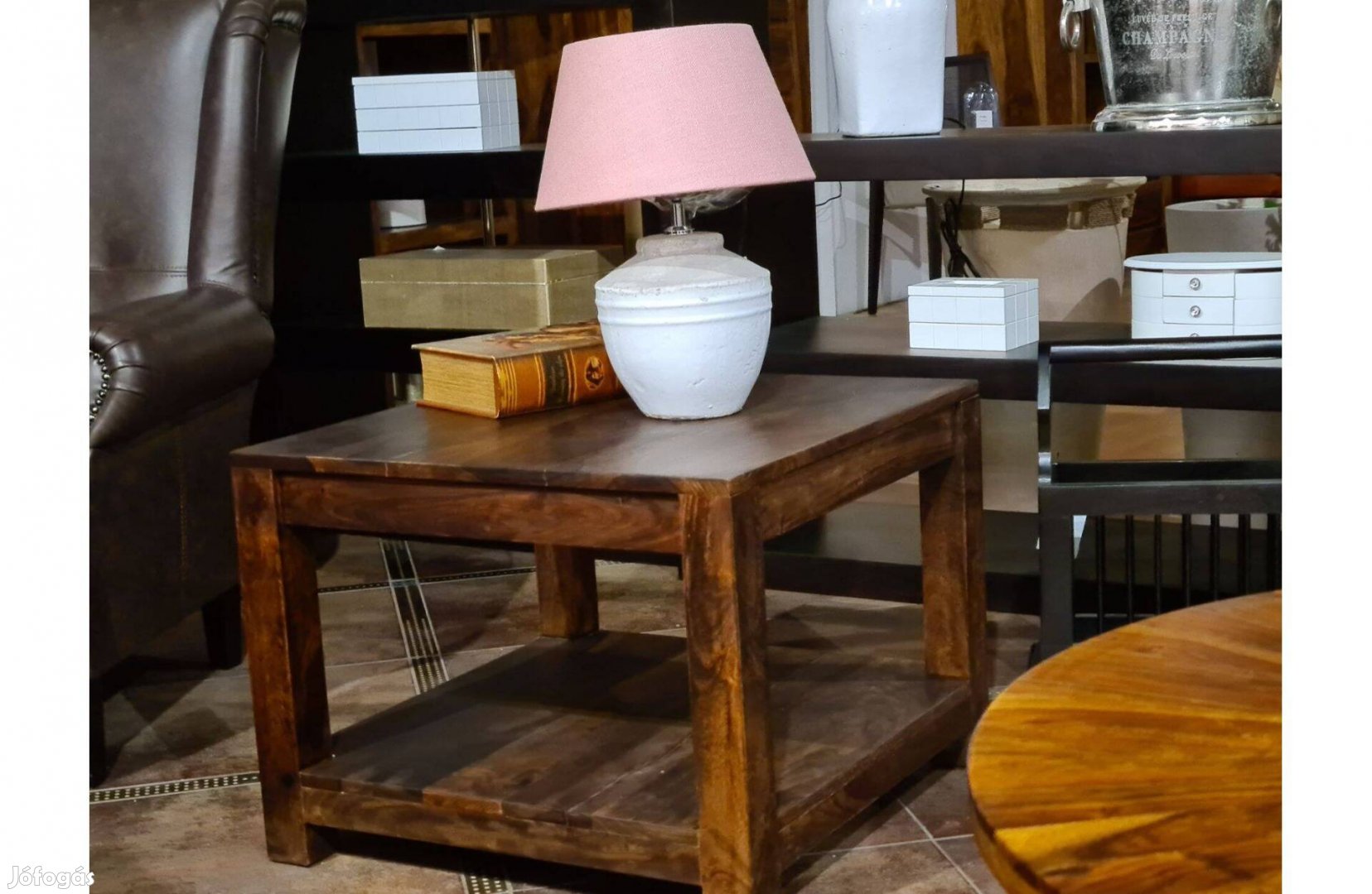 Dohányzóasztal rózsafából praktikus tároló résszel 60 cm