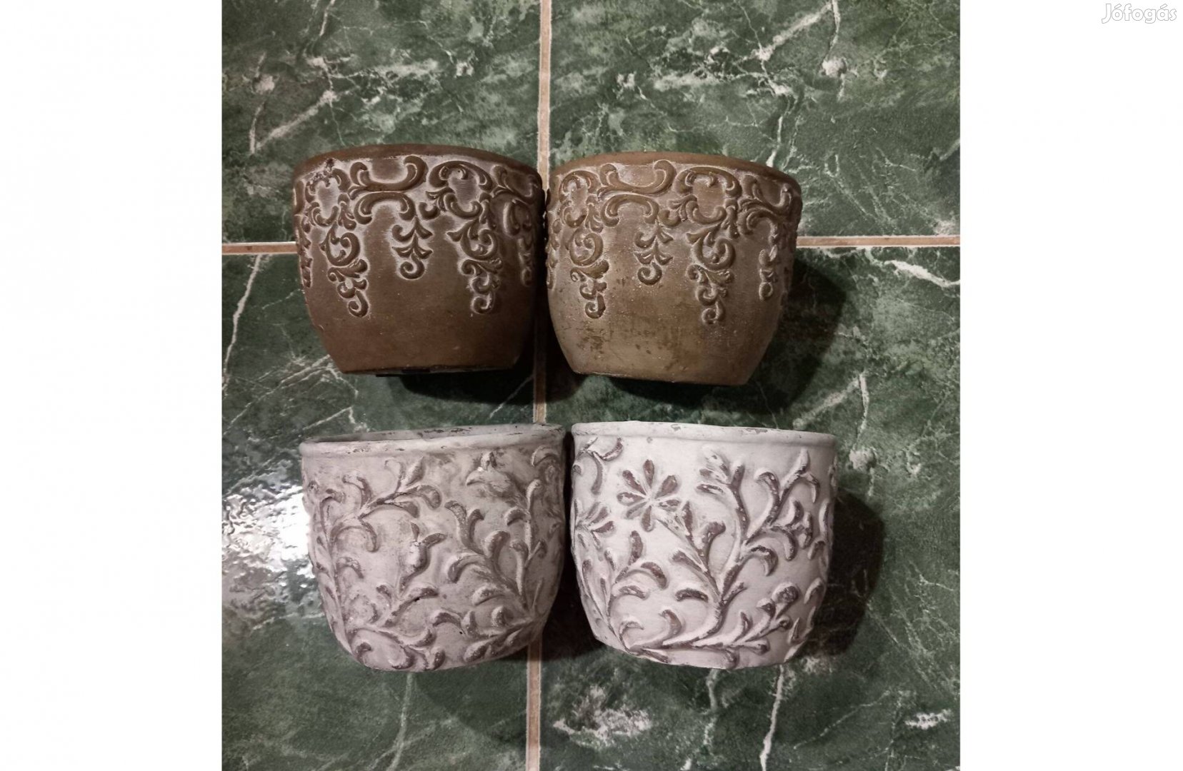 Domború mintás kerámia kaspó 10 cm magas - Új