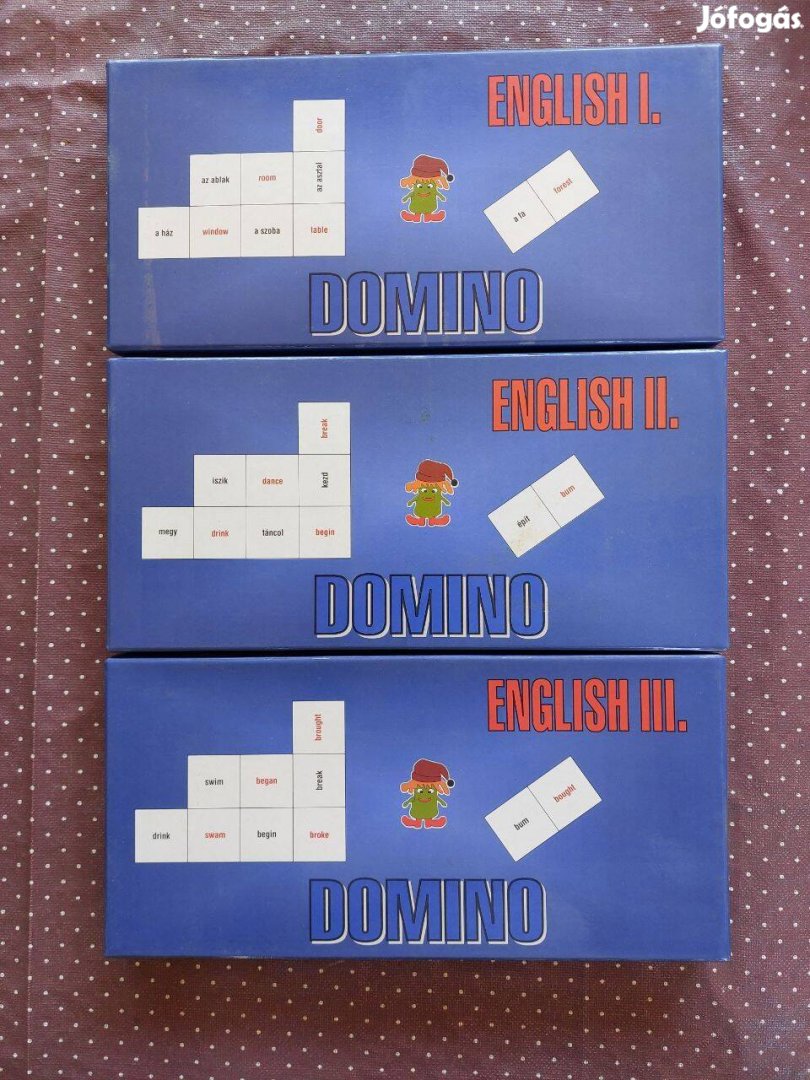 Dominó szett angol szavak tanulásához angol-magyar műanyag domino