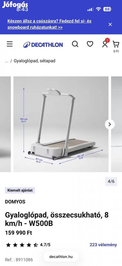 Domyos Gyaloglópad, összecsukható, 8 kmh - W500B