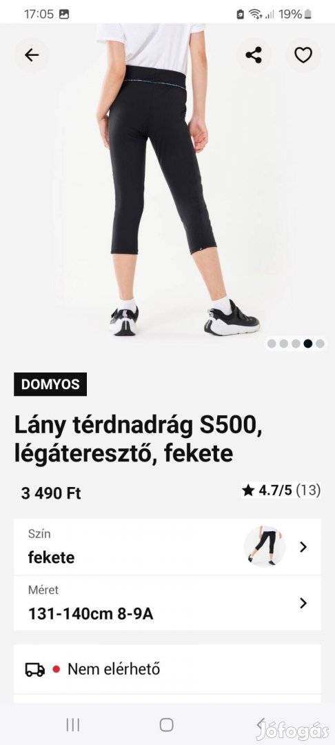 Domyos decathlon gyerek fekete térdnadrág 