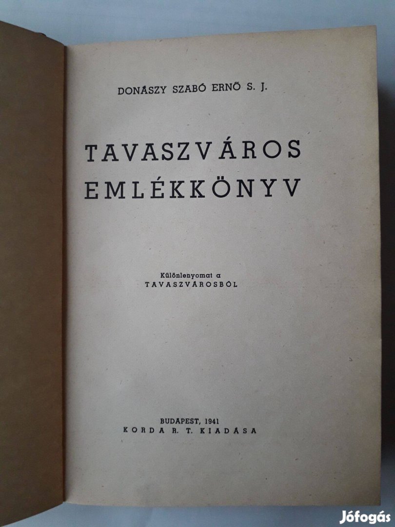 Donászy Szabó Ernő Tavaszváros emlékkönyv, könyv