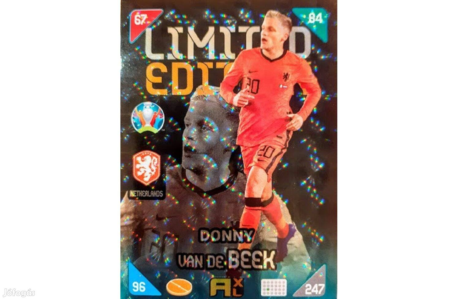 Donny Van De Beek Hollandia Limited focis kártya Panini Kick off 2021