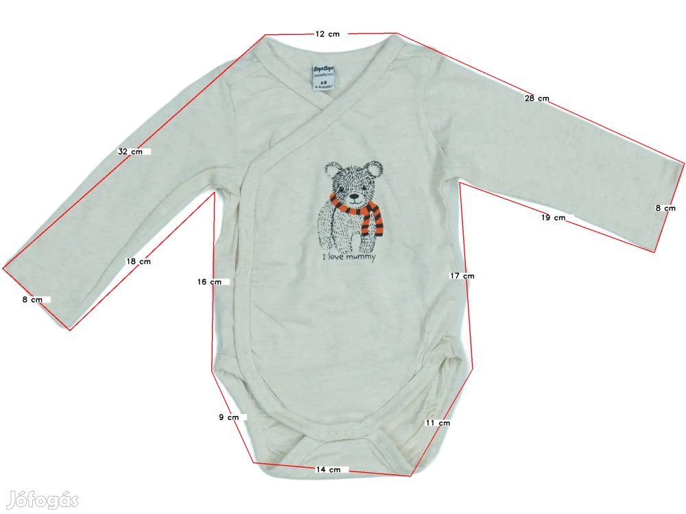 DopoDopo Új (címkés) Fiú Hosszú ujjú body (Méret: 68)