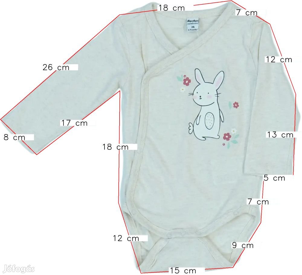 DopoDopo Új (címkés) Lány Hosszú ujjú body (Méret: 74)