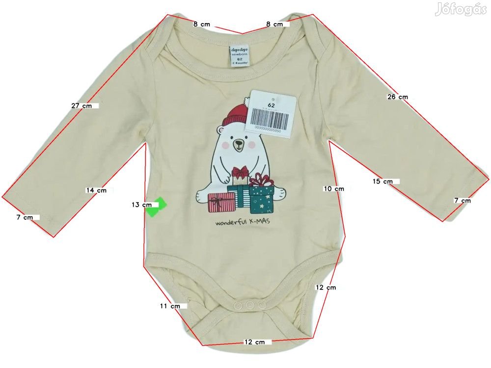 DopoDopo Új (hibás) Fiú Hosszú ujjú body (Méret: 62)
