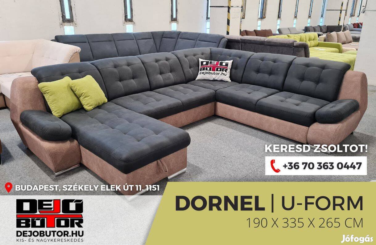 Dornel ualak kanapé 195x335x265 cm ágyazható ülőgarnitúra szürke