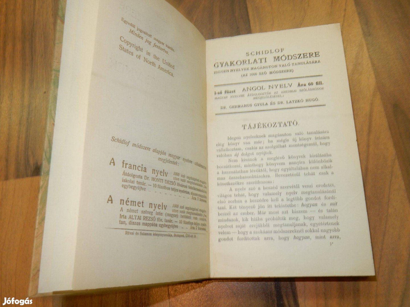 Dr. Latzkó Hugó - Schidlof gyakorlati módszere - Angol 10. füzet antik