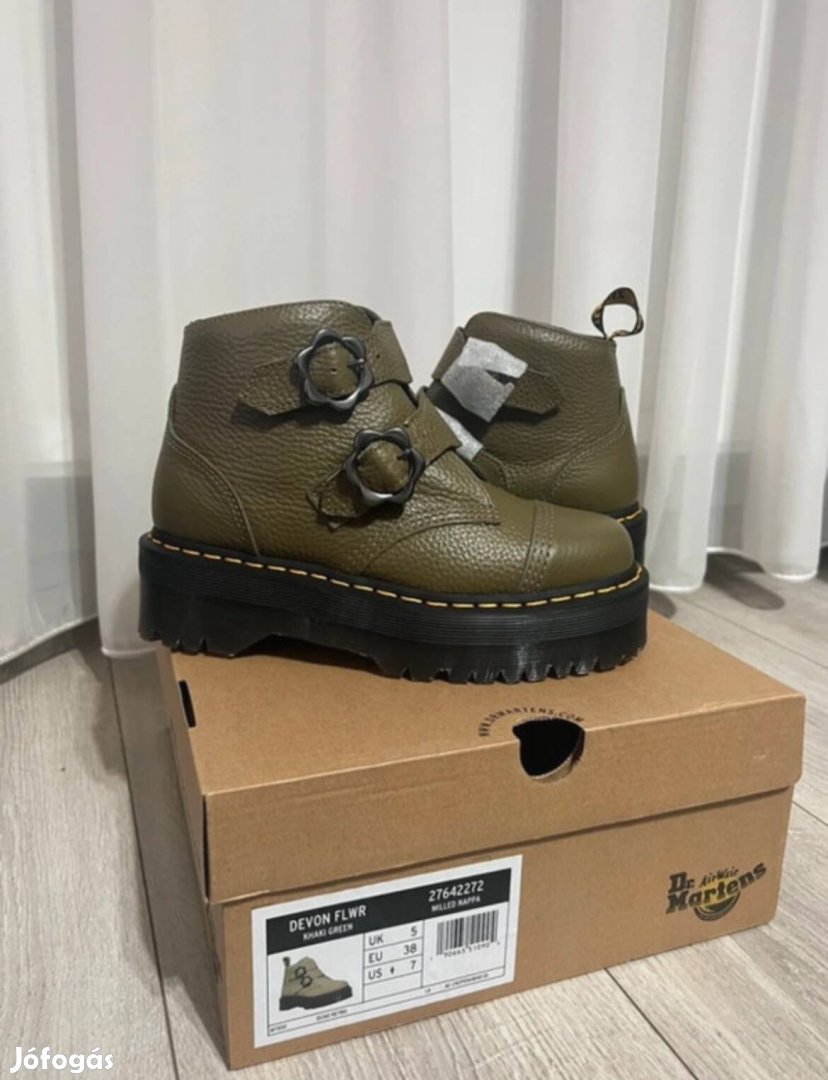 Dr. Martens zöld flower bakancs új