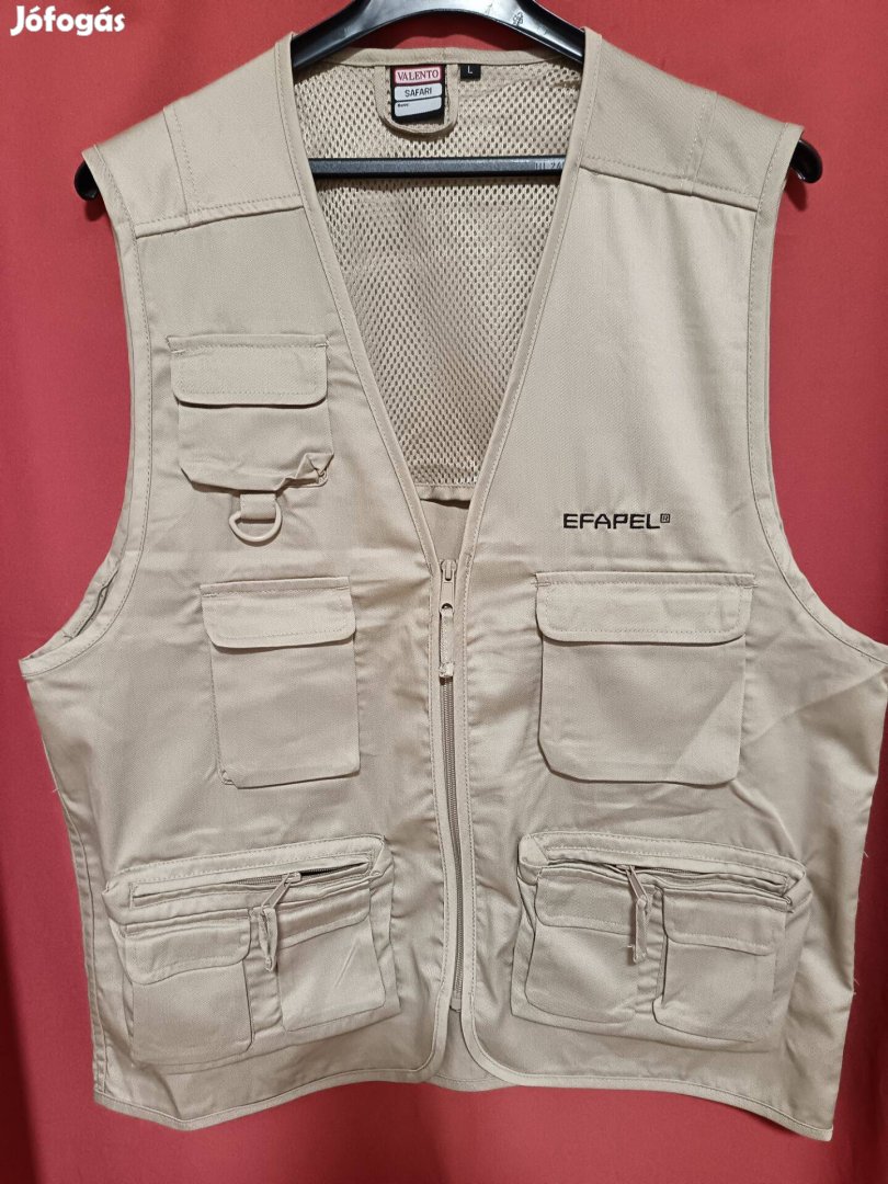 Drapp vászon sokzsebes férfi mellény eladó L Új !