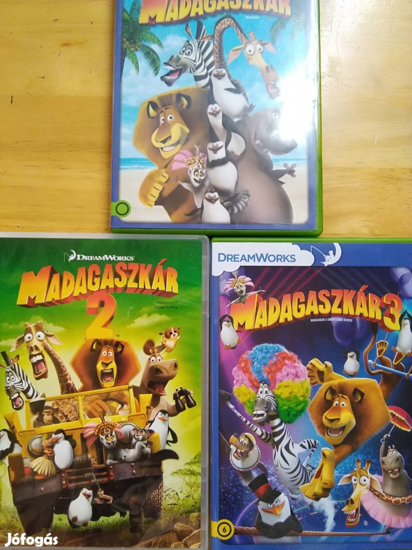 Dreamworks - Madagaszkár 1-2-3 újszerű dvd 