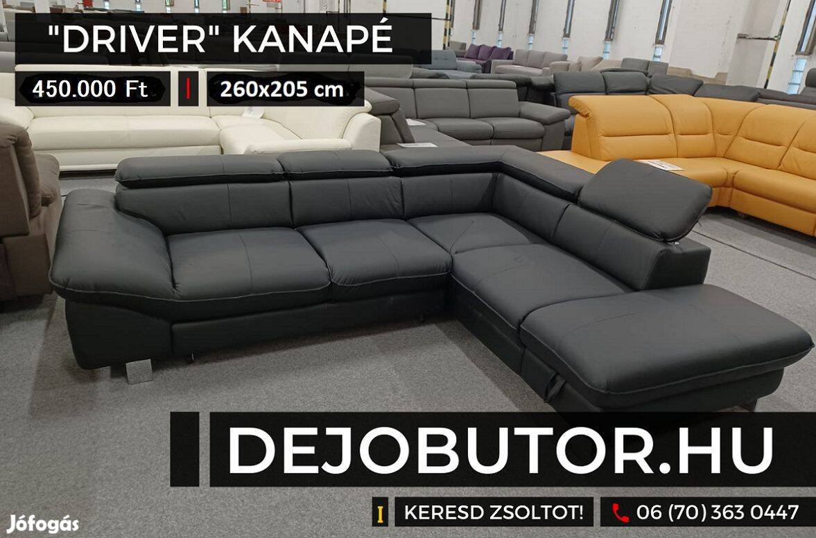 Driver valódi bőr sarok kanapé ülőgarnitúra 265x210 cm black fix