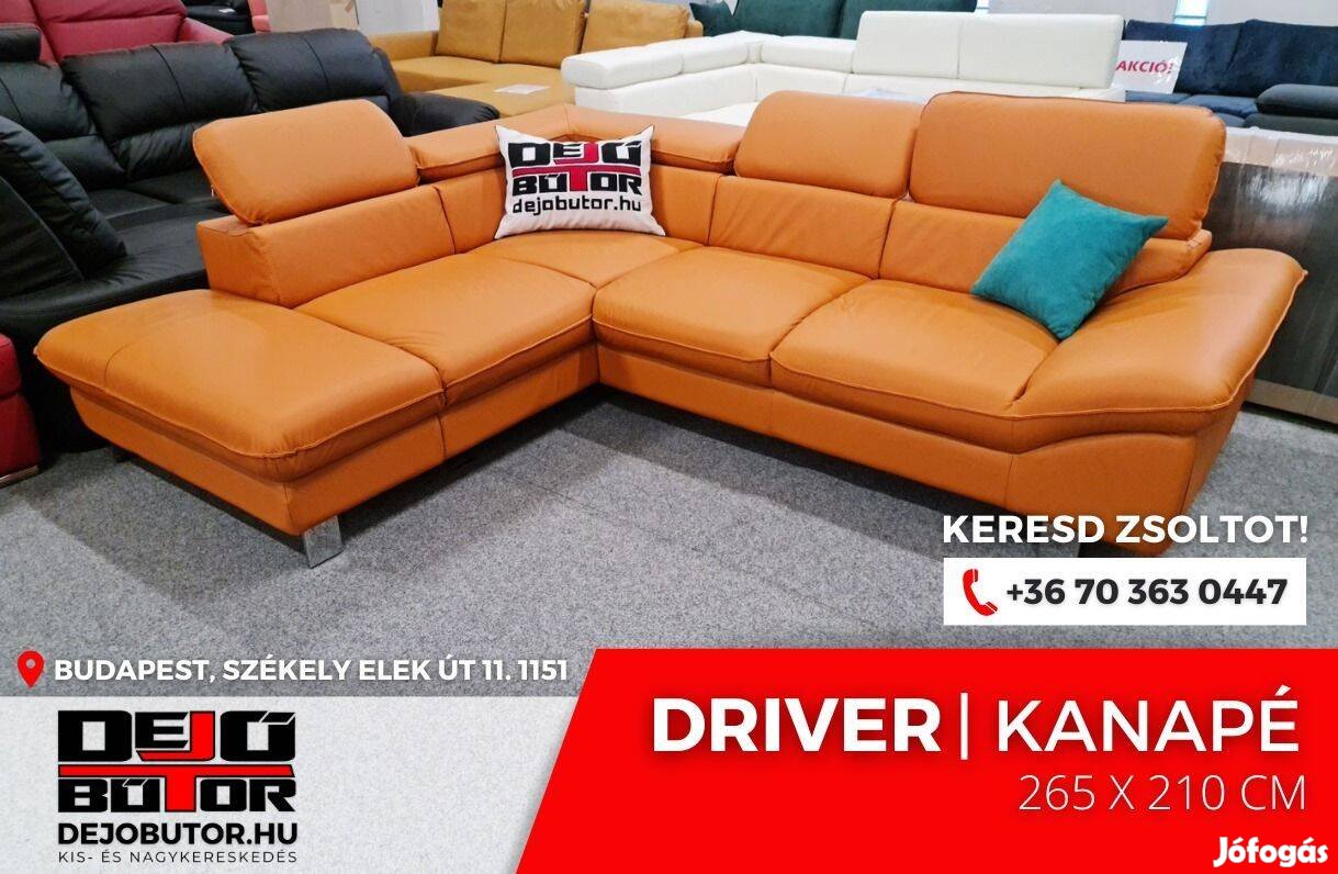 Driver valódi bőr sarok relax kanapé 265x210 cm ülőgarnitúra narancs