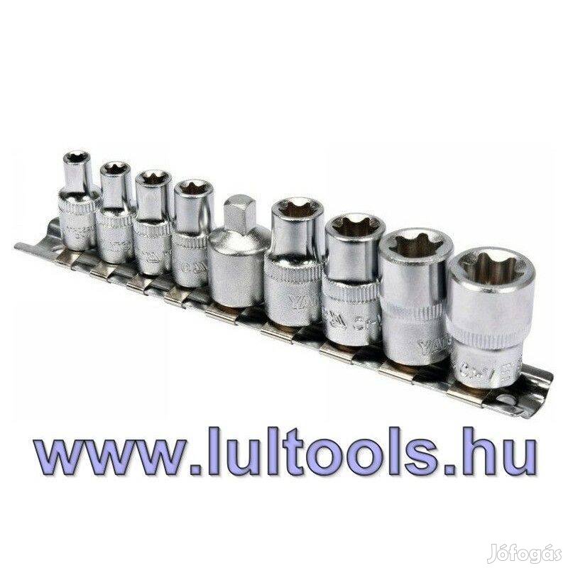 Dugókulcs készlet 9 részes külső Torx 1/4", 3/8" CrV