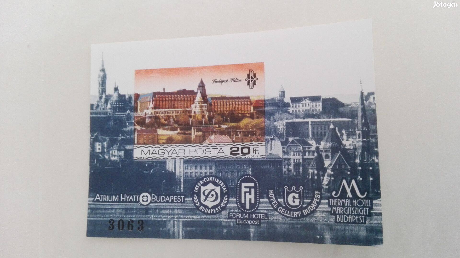 Duna parti Szállodák 1984-es ritka vágott bélyeg blokk kevés db