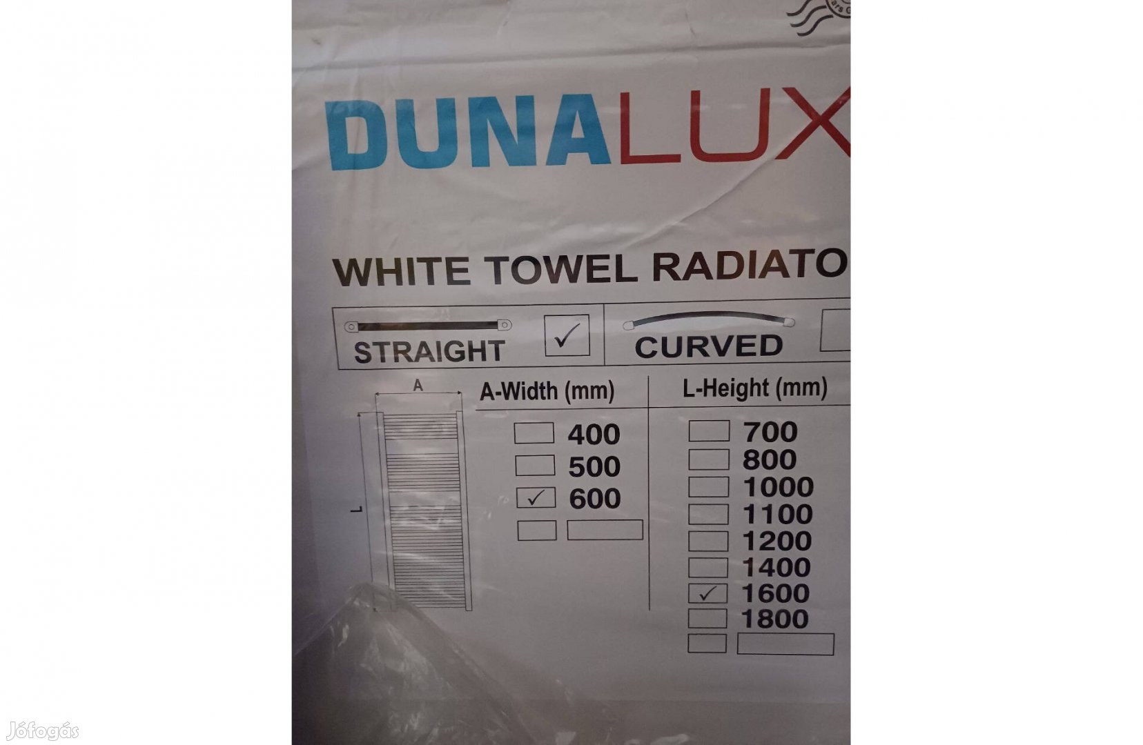 Dunalux Törölközőszárítós Radiátor Egyenes Fehér 600X1600MM Eladó!