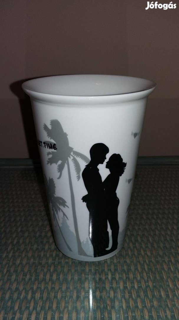 Dupla falú porcelán termosz bögre