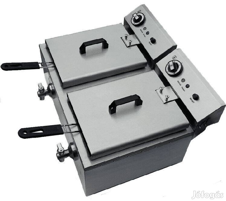 Dupla kosaras olajsütő fritőz 6000W 2*10L, leeresztő csappal