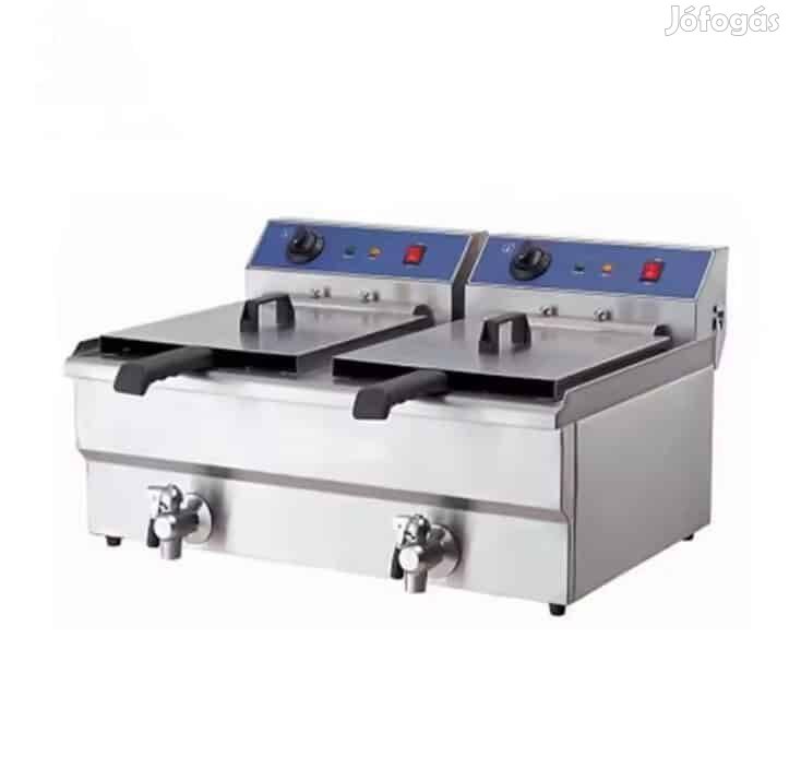 Dupla kosaras rozsdamentes olajsütő fritőz 6000W 2*13L, gasztrocenter