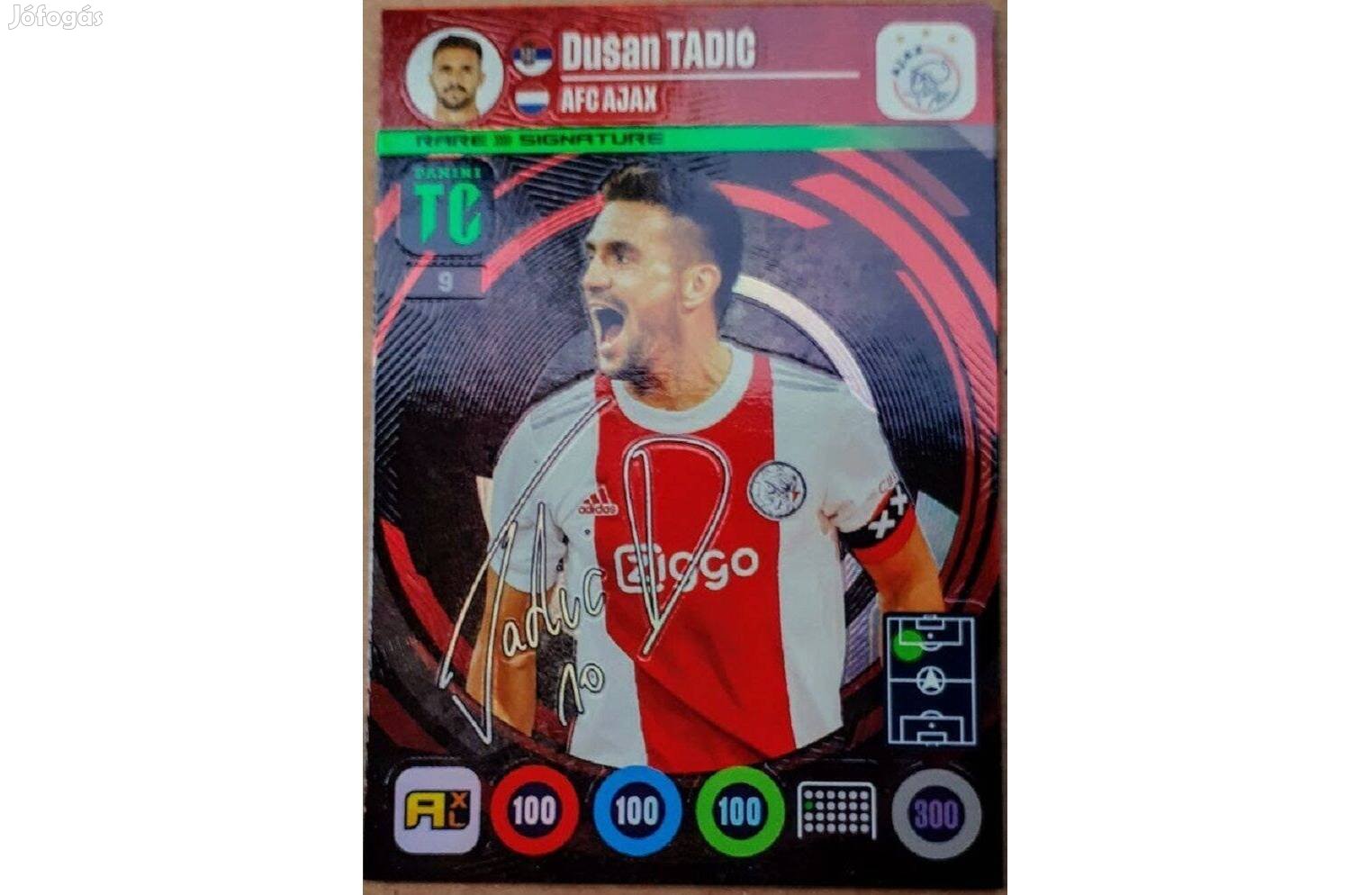 Dusan Tadic Ajax Rare Signature focis kártya Panini Top Class 2022