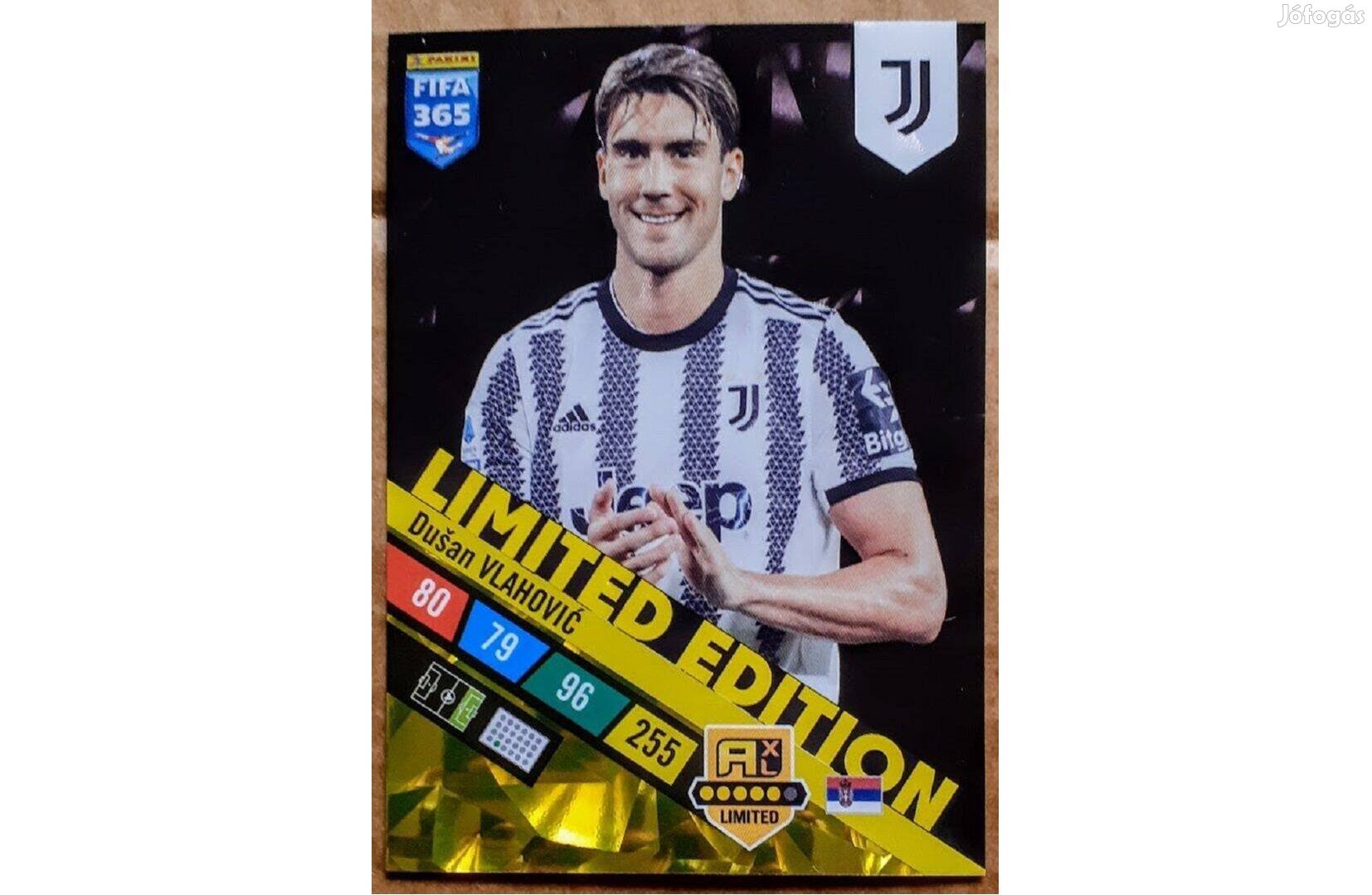 Dusan Vlahovic Juventus Limited Edition focis kártya Panini 2023