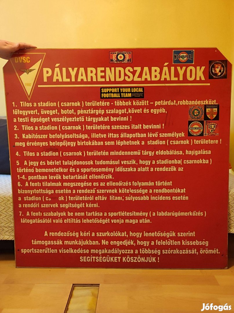 Dvsc pályarendszabályok tábla