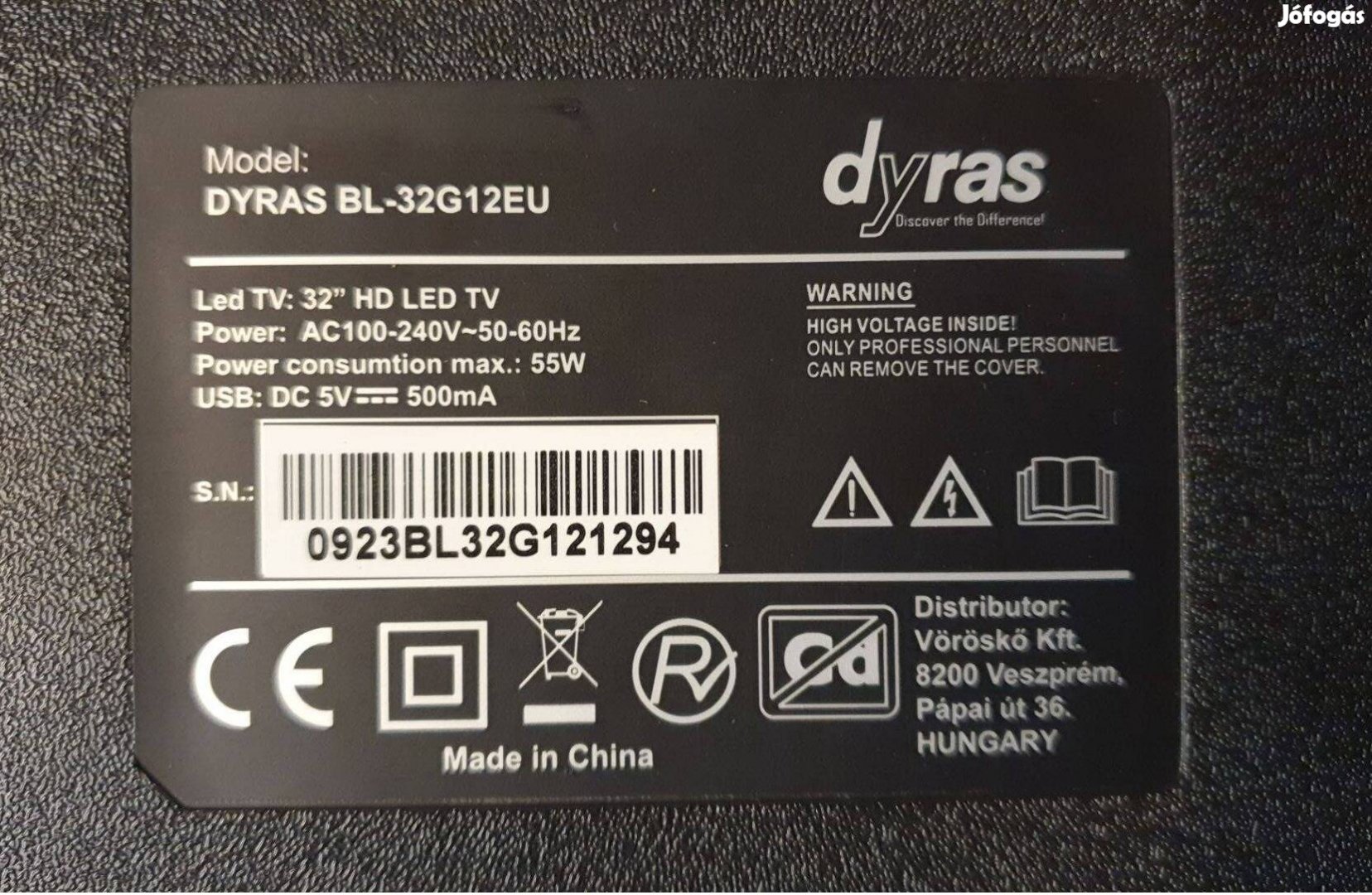 Dyras BL-32G21EU LED Lcd tv hibás törött alkatrésznek