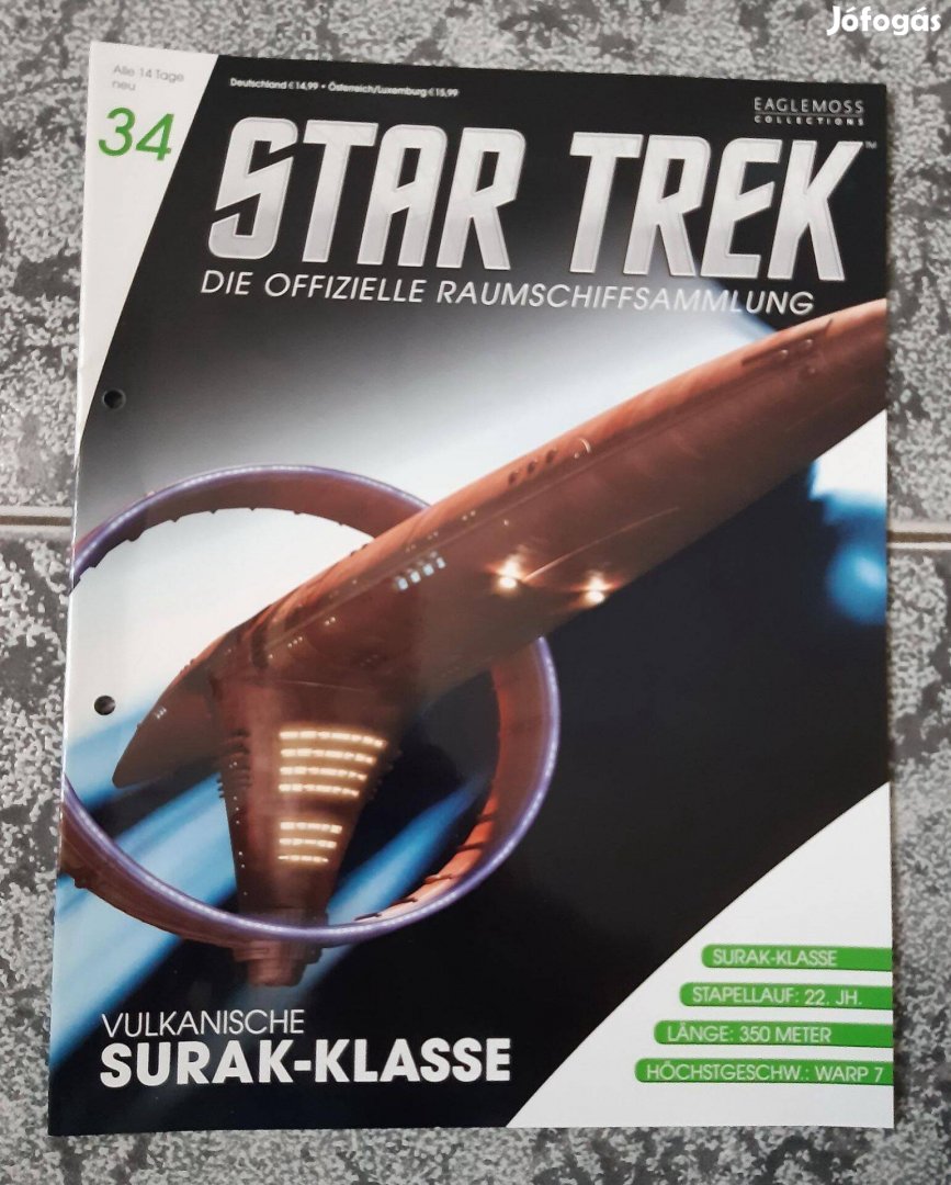 Eaglemoss Star Trek Vulcan Surak Class magazin, újság