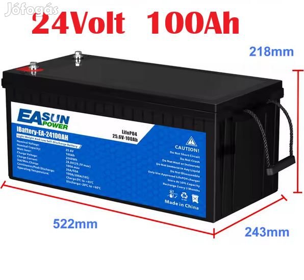 Easun 24V-os Lifepo4 Munka Akkumulátor 100Ah   (6054)