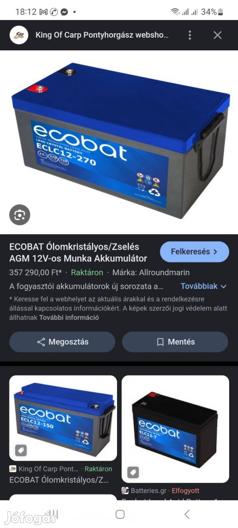 Ecobat munkaakksik 270 Ah