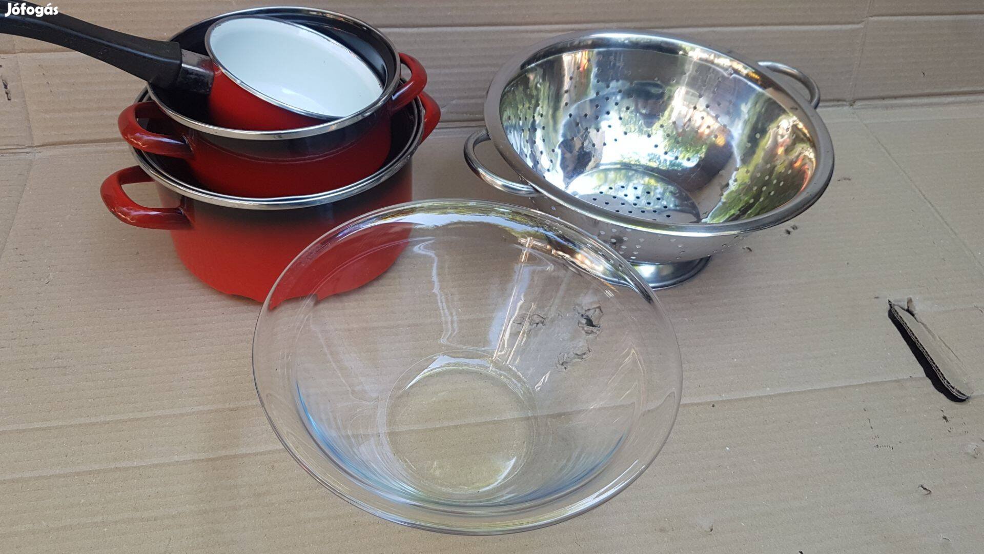 Edény lábas szűrő üvegtál