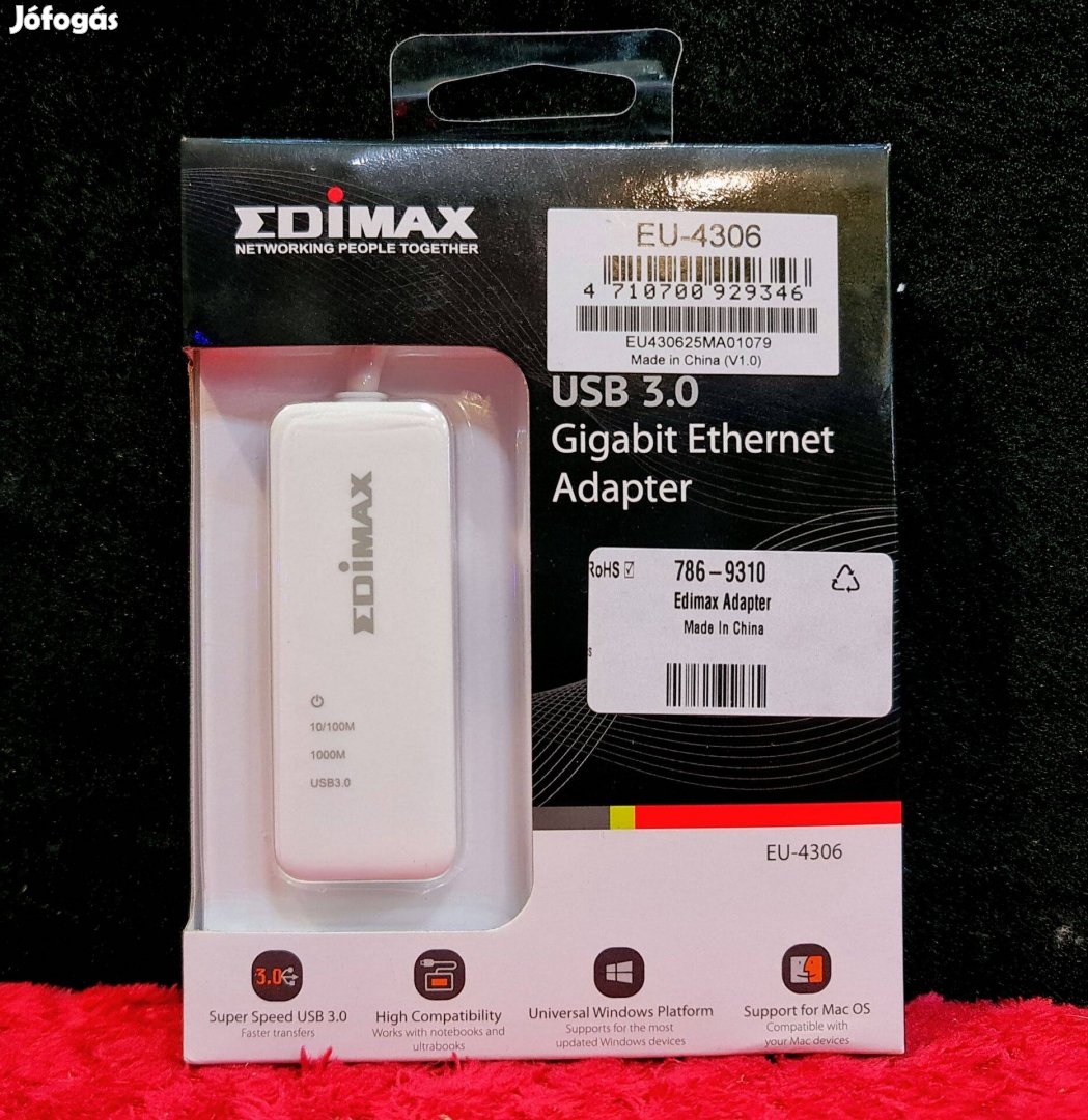 Edimax USB 3.0 to 10/100/1000Mbps Gigabit Ethernet Adapter,Szép állapo