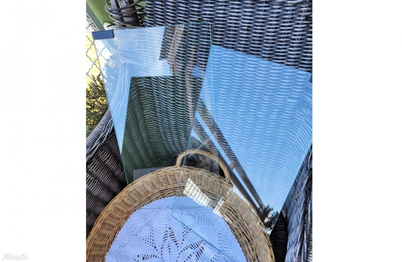 Edzett üveg bútor ajtó pár 44x23 cm