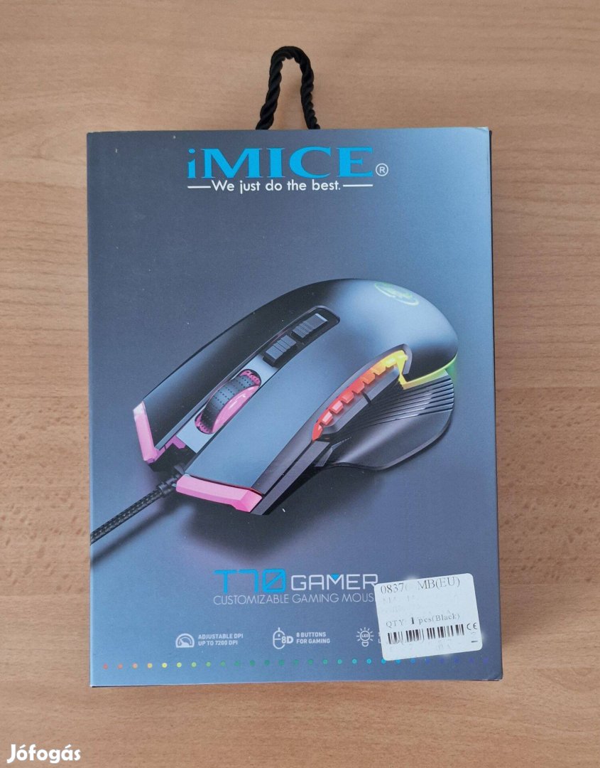 Egér Gaming Mouse 8 gombos 7200 DPI RGB világítás vezetékes