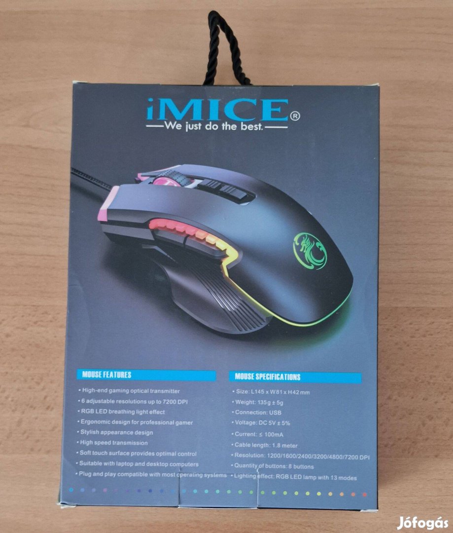 Egér Gaming Mouse 8 gombos 7200 DPI RGB világítás vezetékes