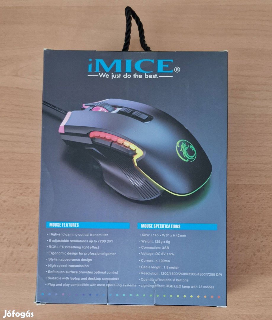 Egér Gaming Mouse 8 gombos 7200 DPI RGB világítás vezetékes