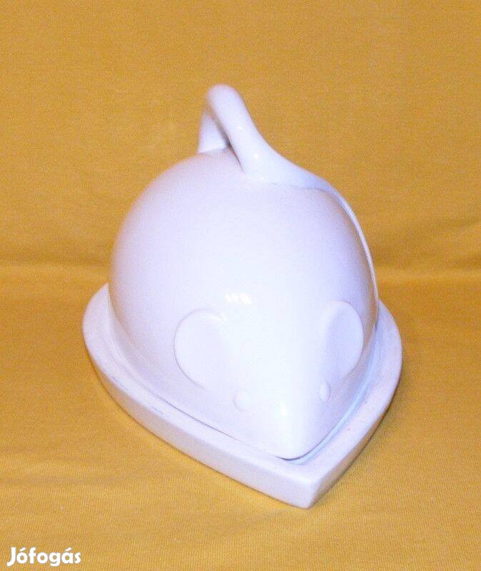 Egér alakú porcelán vajtartó