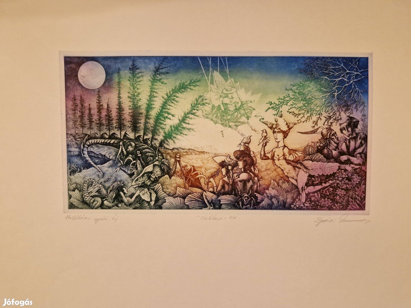 Egresi Zsuzsa rézkarc - Holdkóros nyári éj