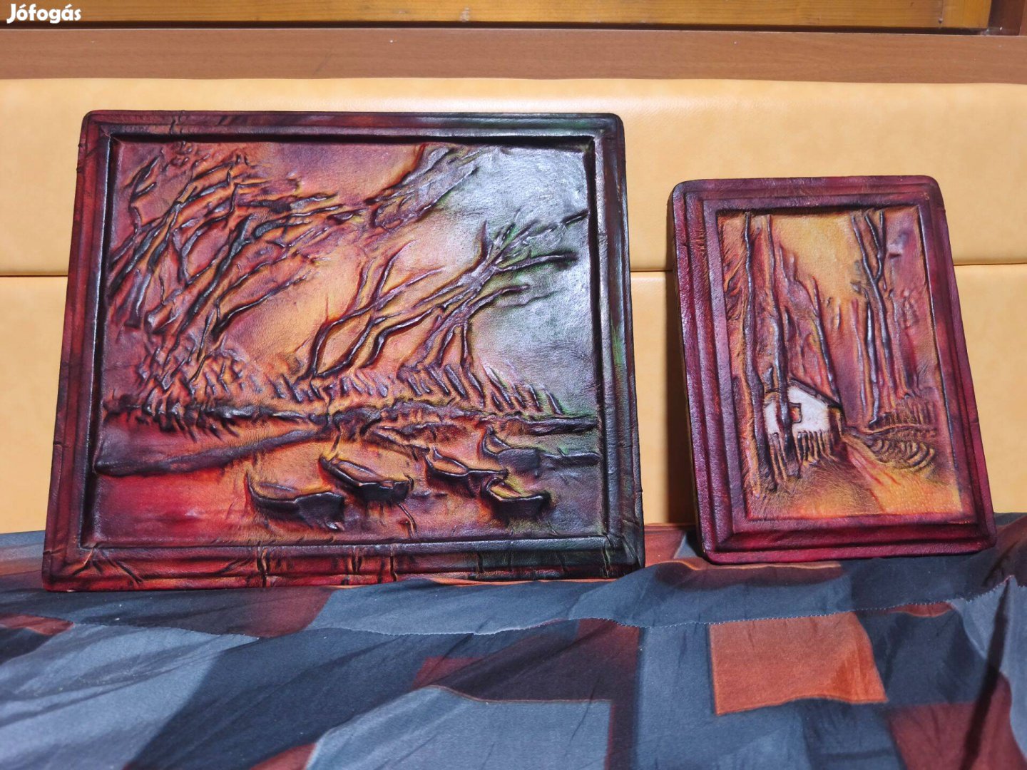 Egyedi Bezdány Zsolt bőrműves faliképek 2 db - Ritkaság!