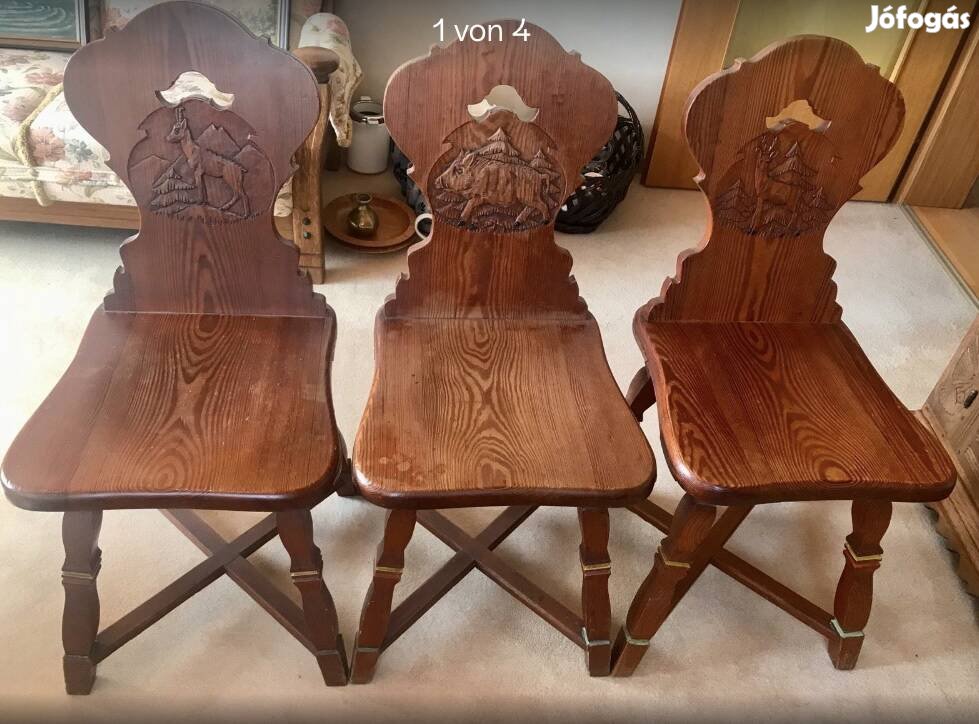 Egyedi, faragott, tömör fa székek