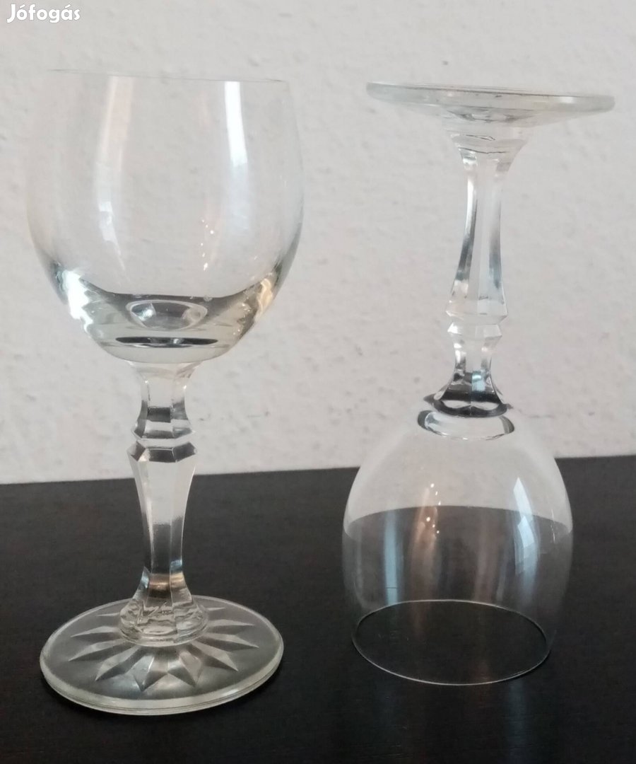 Egyedi csiszolt üveg, röviditalos talpas pohár szett eladó 