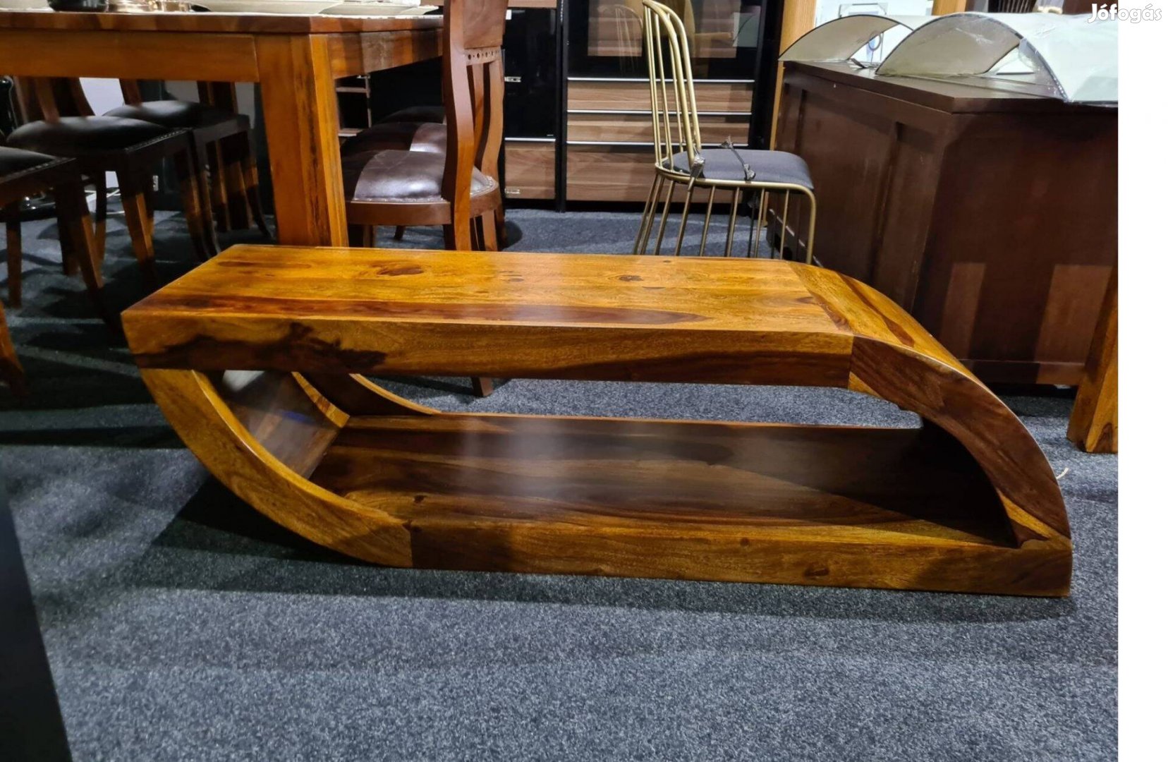 Egyedi íves formájú rózsafa dohányzó aszta és TV állvány 138 cm