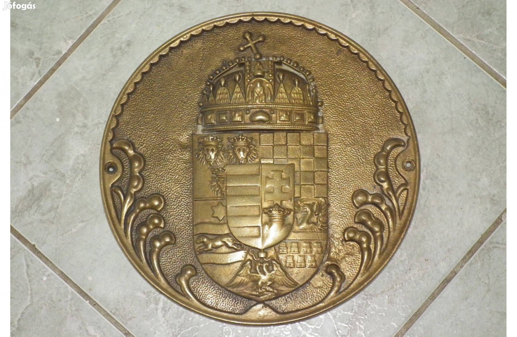 Egyedi súlyos magyar címer Nagy - Magyarország réz relief plakett