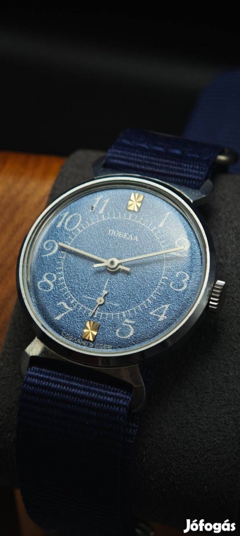 Egyedi tokos kék pobeda 2602 szervizelt szép állapot új szíj