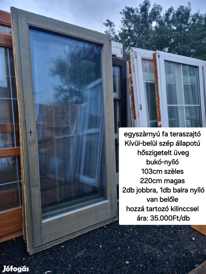 Egyszárnyú fa teraszajtó 103*220