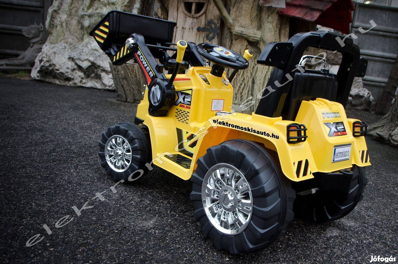 Egyszemélyes CAT hasonmás traktor 12V sárga elektromos kisautó