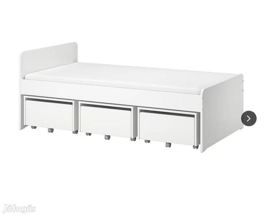 Egyszemélyes IKEA ágy 90 x 200 cm matraccal és tárolódobozokkal